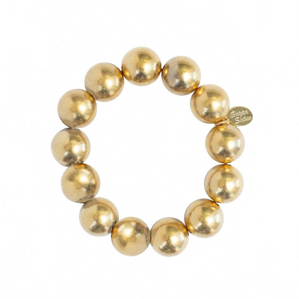 NEW SUSAN SHAW women's bead stretch bracelet in gold